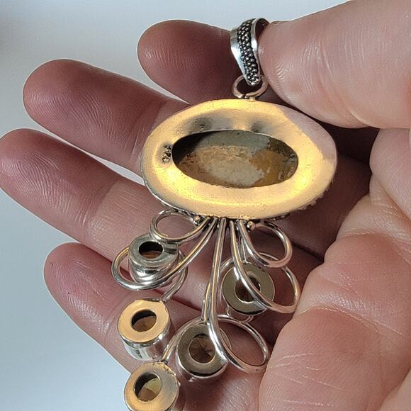 Picture Jasper Pendant – With Smoky Quartz Accent + 20" Silver Snake Chain - Picture 5 of 10